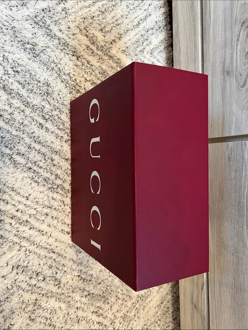 New Gucci Beautiful Burgundy Box with Silver Branded Tissue Sheet